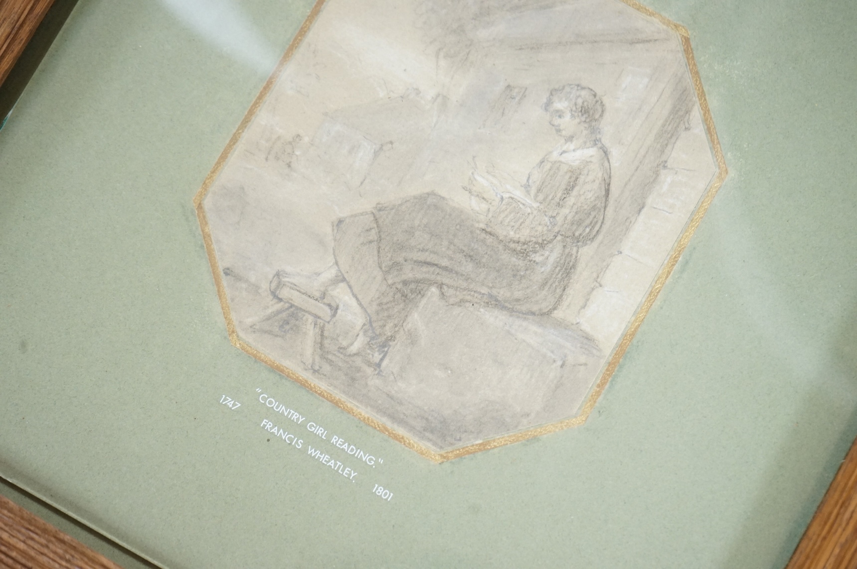 Manner of Francis Wheatley (1747-1801), 'A country girl reading', charcoal heightened with white, unsigned, 14 x 12cm